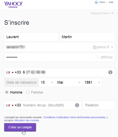 comment s'inscrire sur yahoo france