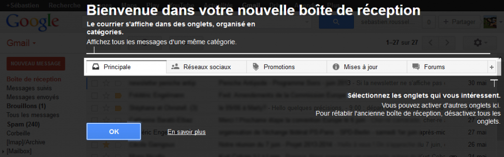 Gmail déploie sa nouvelle boîte de réception à onglets