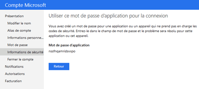 Mot de passe spécifiques aux applications