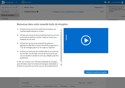 Boîte de réception Outlook.com