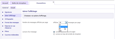 Nombre de messages par page