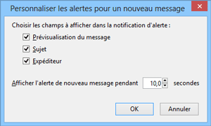 Personnaliser les alertes pour un nouveau message