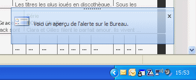 Aperçu de l'alerte sur le Bureau