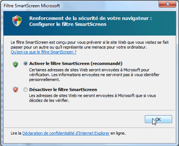 Filtre SmartScreen Internet Explorer