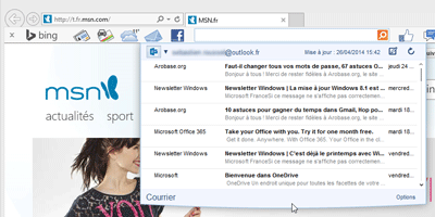 Aperçu Mail Bing Toolbar