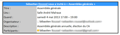 E-mail d'invitation