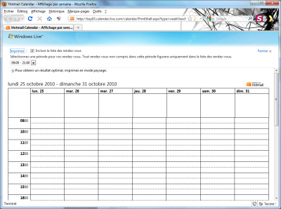 Imprimer l'agenda