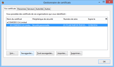 Gestionnaire de certificats