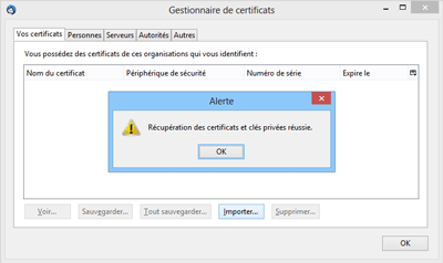 Importer le certificat