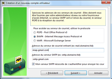 Serveurs POP, IMAP et SMTP