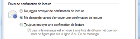 Renvoi de confirmation de lecture