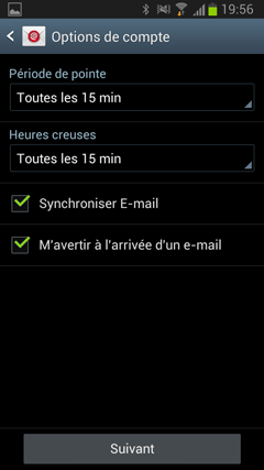 Options de synchronisation