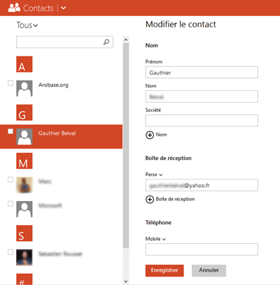 Détails du contact