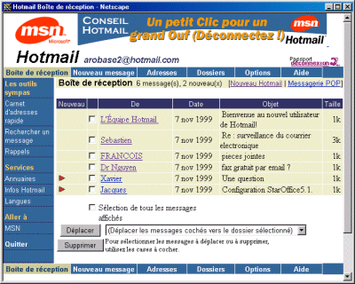 Hotmail en 1999