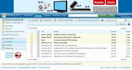 La version classique de Windows Live Hotmail