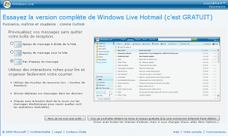 Retour à la version complète de Windows Live Hotmail
