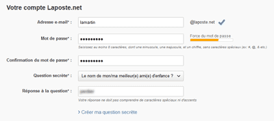 Choix de l'adresse e-mail LaPoste.net