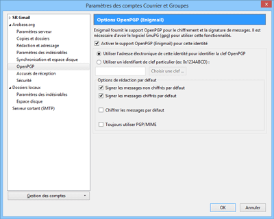 Options OpenPGP (Enigmail)