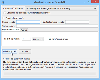 Génération de clef OpenPGP