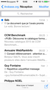 Liste des messages iOS - pièces jointe