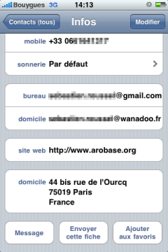 Fiche contact