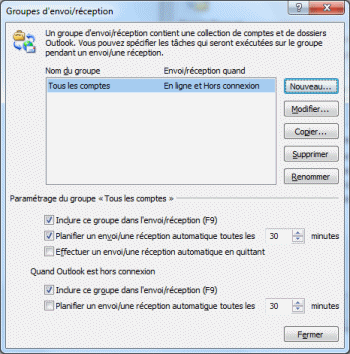 Groupes d'envoi/réception