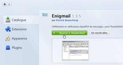 Catalogue extensions Thunderbird