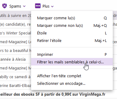 Filtrer les mails semblables