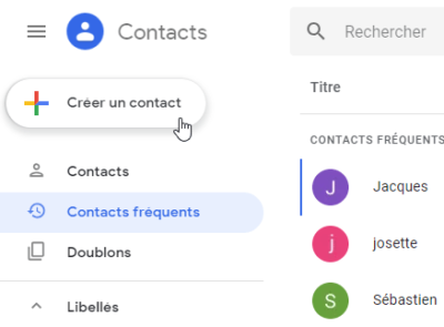 Créer un contact Gmail