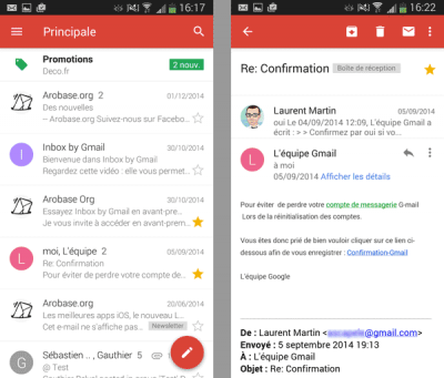 Gmail 5.0 pour Android