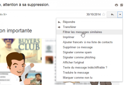 Gmail - filtrer les messages similaires