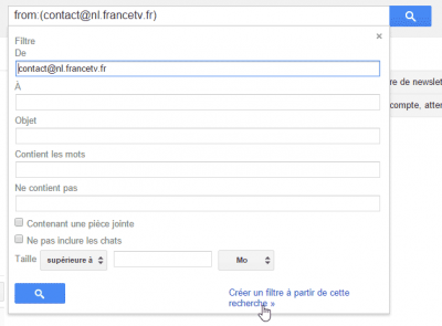 Gmail - options de recherche