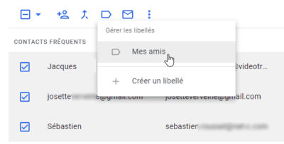 Gérer les libellés - Contacts Gmail