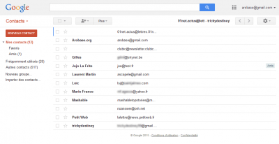 Gmail - liste de contacts