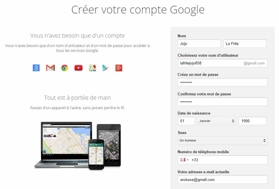 Créer un compte Gmail en 2 minutes