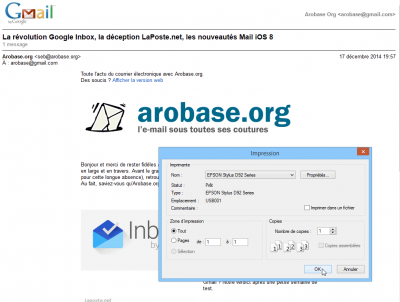 Gmail - fenêtre d'impression