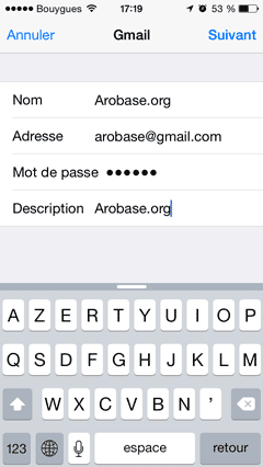 configurer compte gmail sur iphone 5s