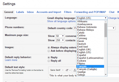 Gmail - langue française