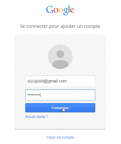 Fenêtre de connexion Gmail