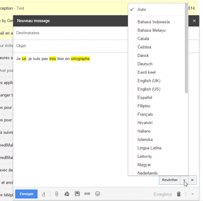 Gmail - options du correcteur