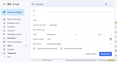 Options de recherche Gmail