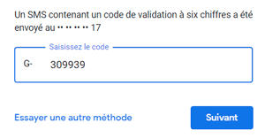 Code de validation Google