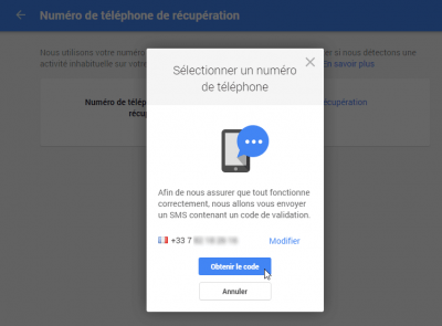 Numéro de téléphone de récupération