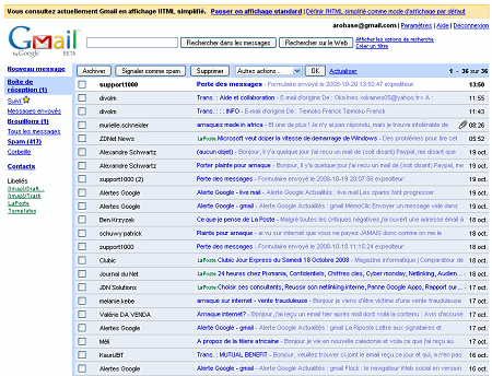 Version HTML simplifié de Gmail
