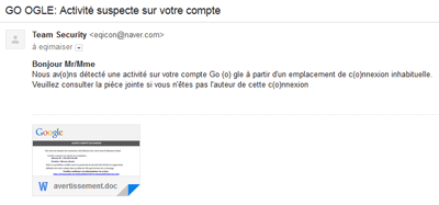 Activité suspecte sur votre compte