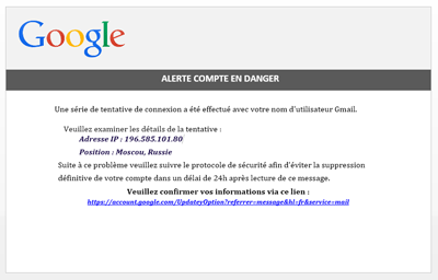 Alerte compte en danger