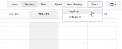 Imprimer l'agenda Google