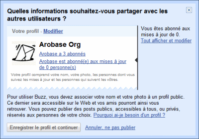 Google Buzz - profil