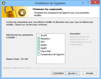Choix des composants Gpg4win
