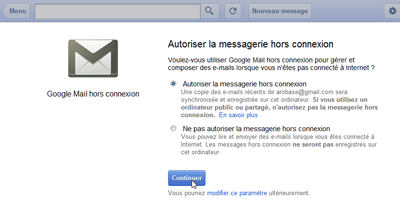 Installez Gmail hors connexion